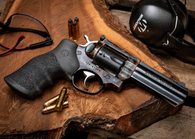 Ruger GP100 in 357 Magnum, featuring bone charcoal color case hardening by Turnbull Restoration Co.