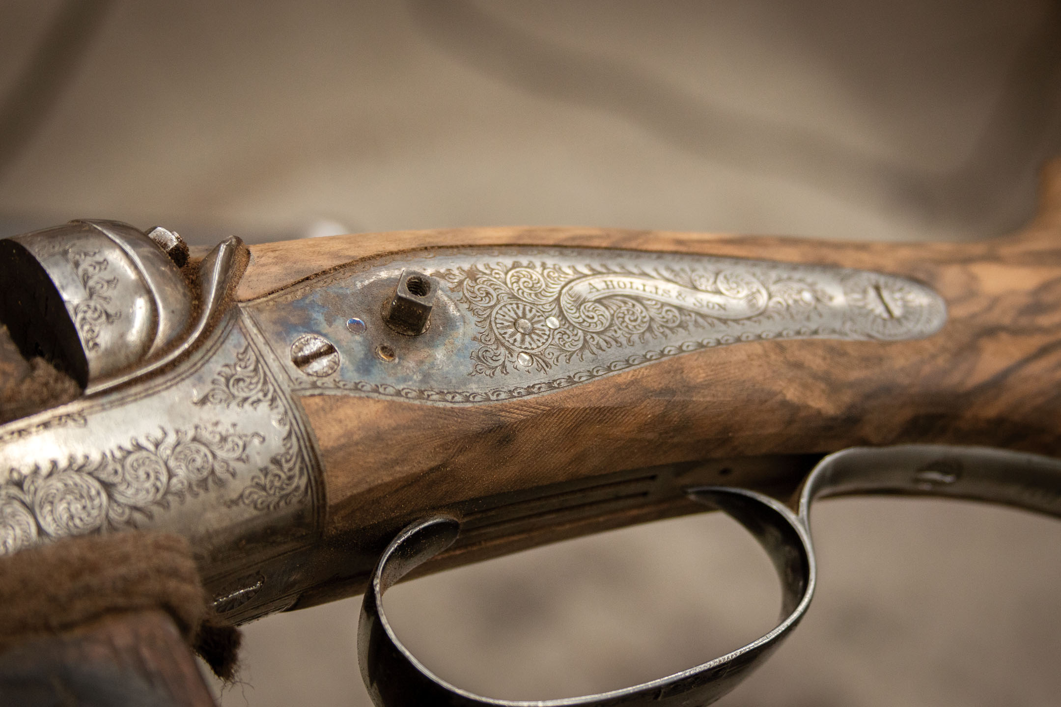 Inletting work performed during an A. Hollis & Son double rifle restoration project