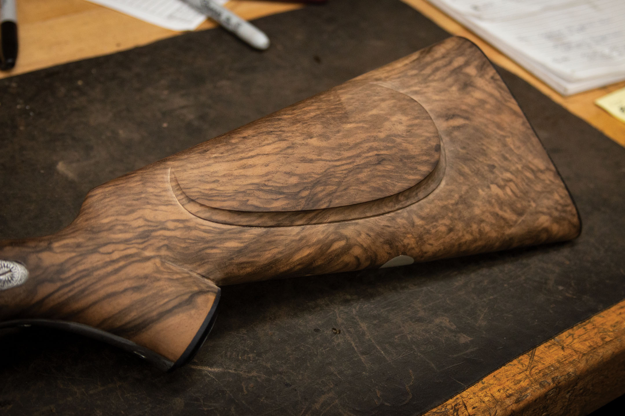 New stocks completed during an A. Hollis & Son double rifle restoration project