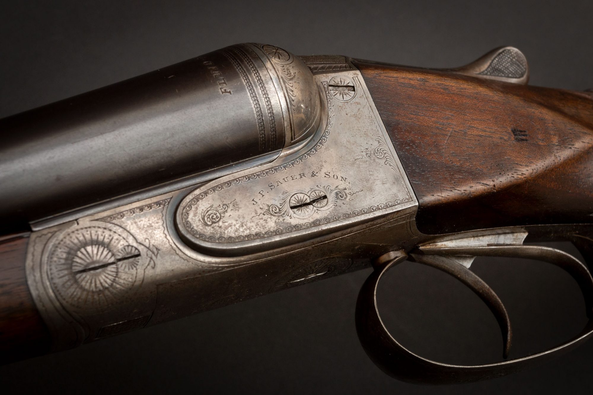JP Sauer & Son 12 gauge side-by-side shotgun, for sale by Turnbull Restoration of Bloomfield, NY