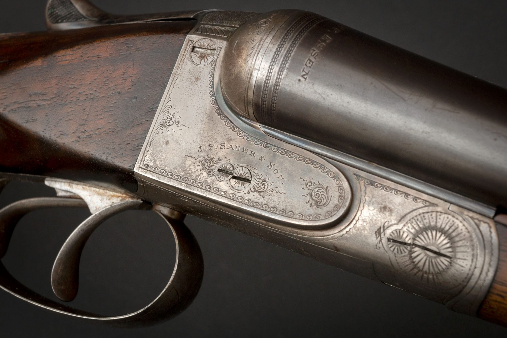 JP Sauer & Son 12 gauge side-by-side shotgun, for sale by Turnbull Restoration of Bloomfield, NY