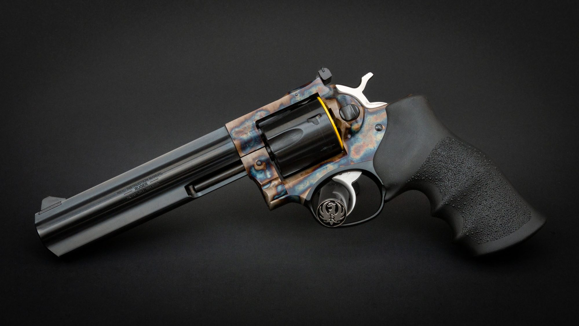 Ruger GP100 in .357 Magnum, featuring bone charcoal color case hardening by Turnbull Restoration Co.