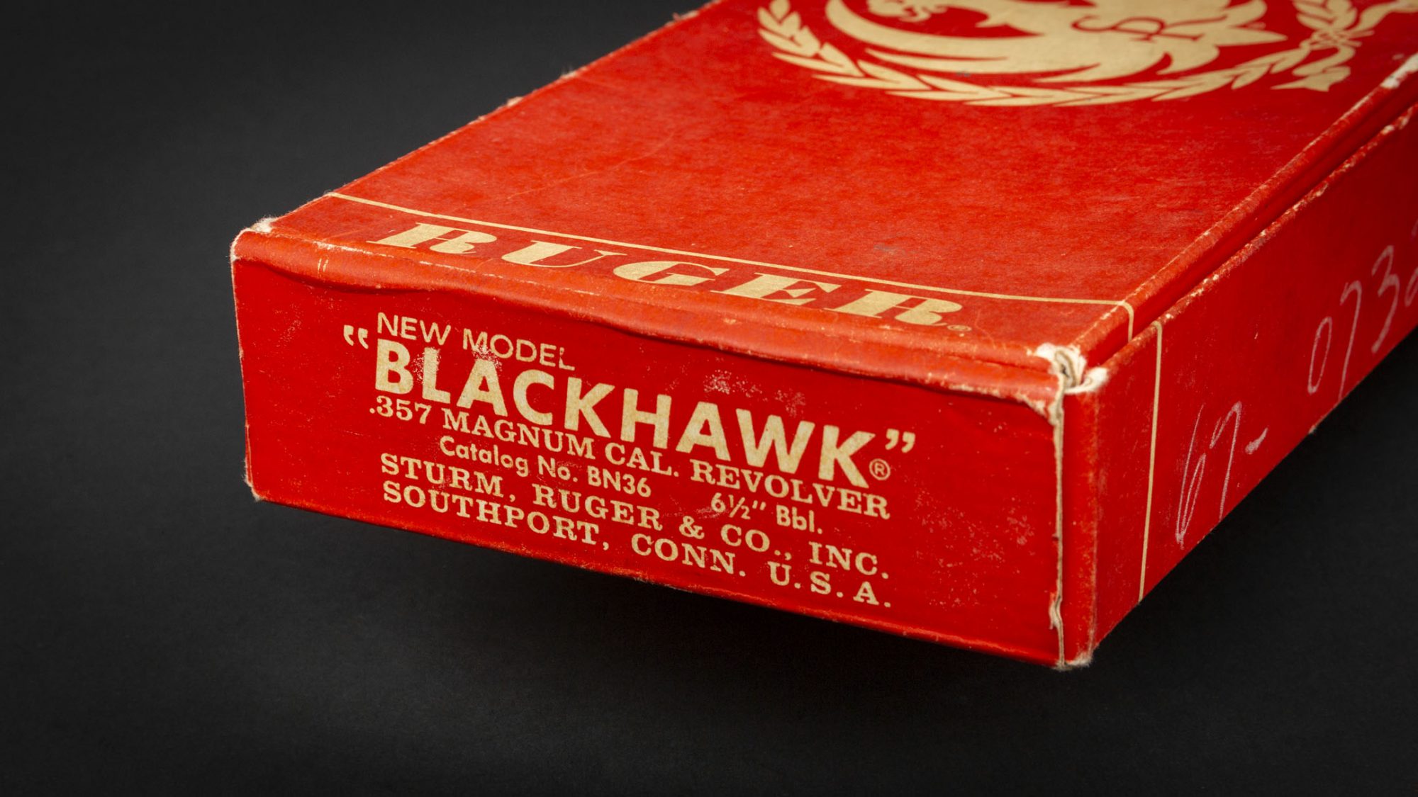 Box for Ruger Blackhawk chambered in .357 Magnum, for sale by Turnbull Restoration Co. of Bloomfield, NY