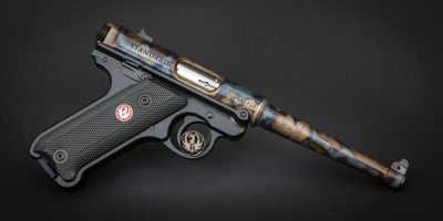Ruger Mark IV Standard Model, featuring bone charcoal color case hardened barrel by Turnbull Restoration Co. of Bloomfield, NY