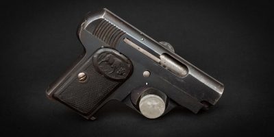 Defender Model 1921 in .25 ACP, for sale by Turnbull Restoration Co. of Bloomfield, NY