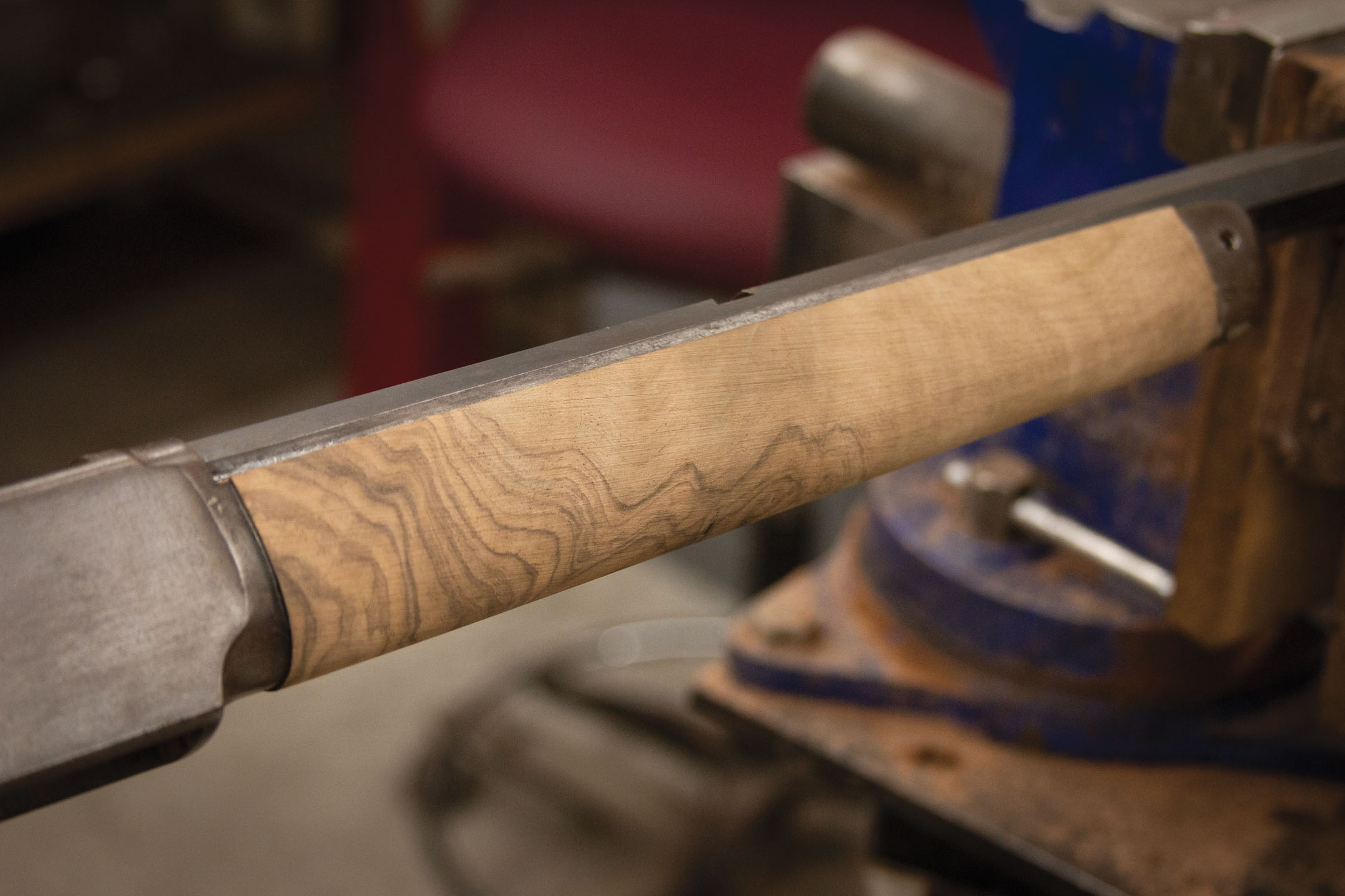 Winchester Model 1873 from 1904, during restorative stock shaping work by Turnbull Restoration Co.