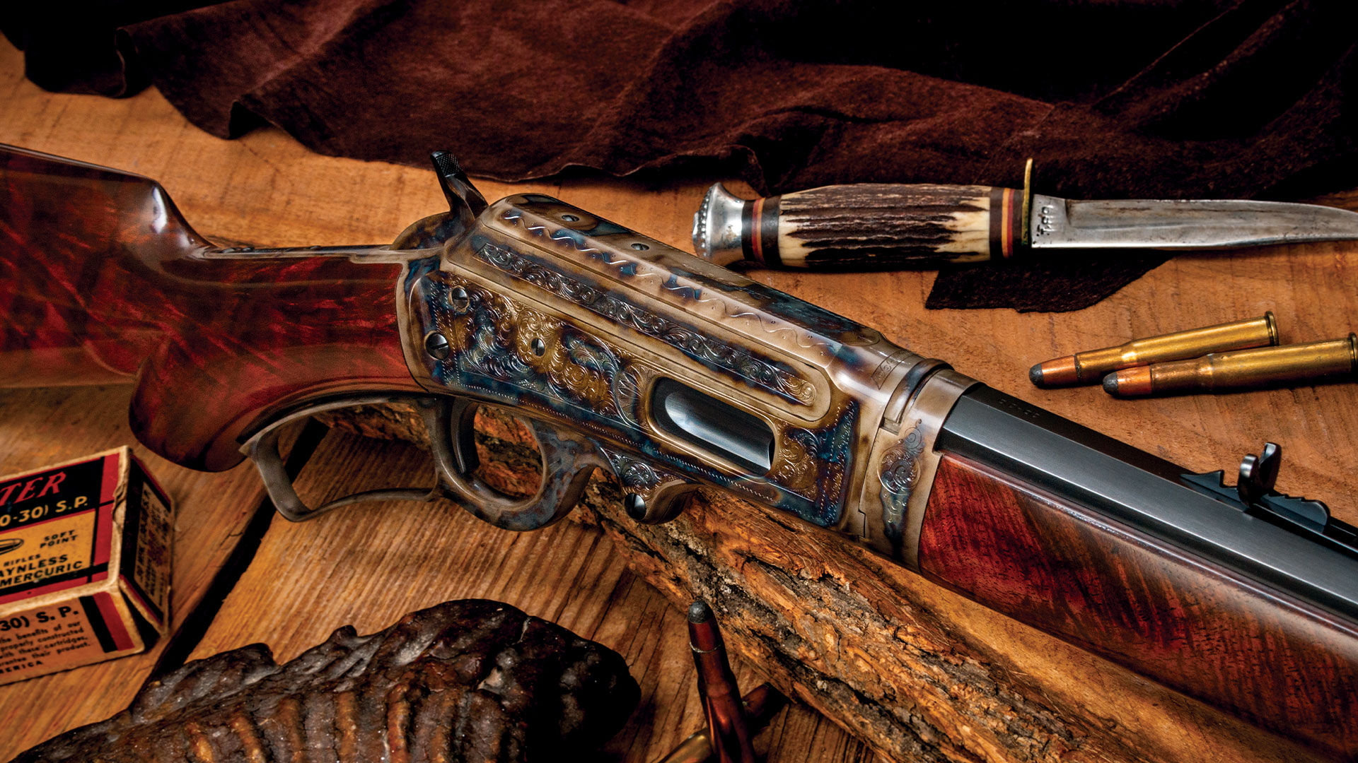 Turnbull Restored Marlin Model 1893, featuring signature bone charcoal color case hardening by Turnbull Restoration Co.