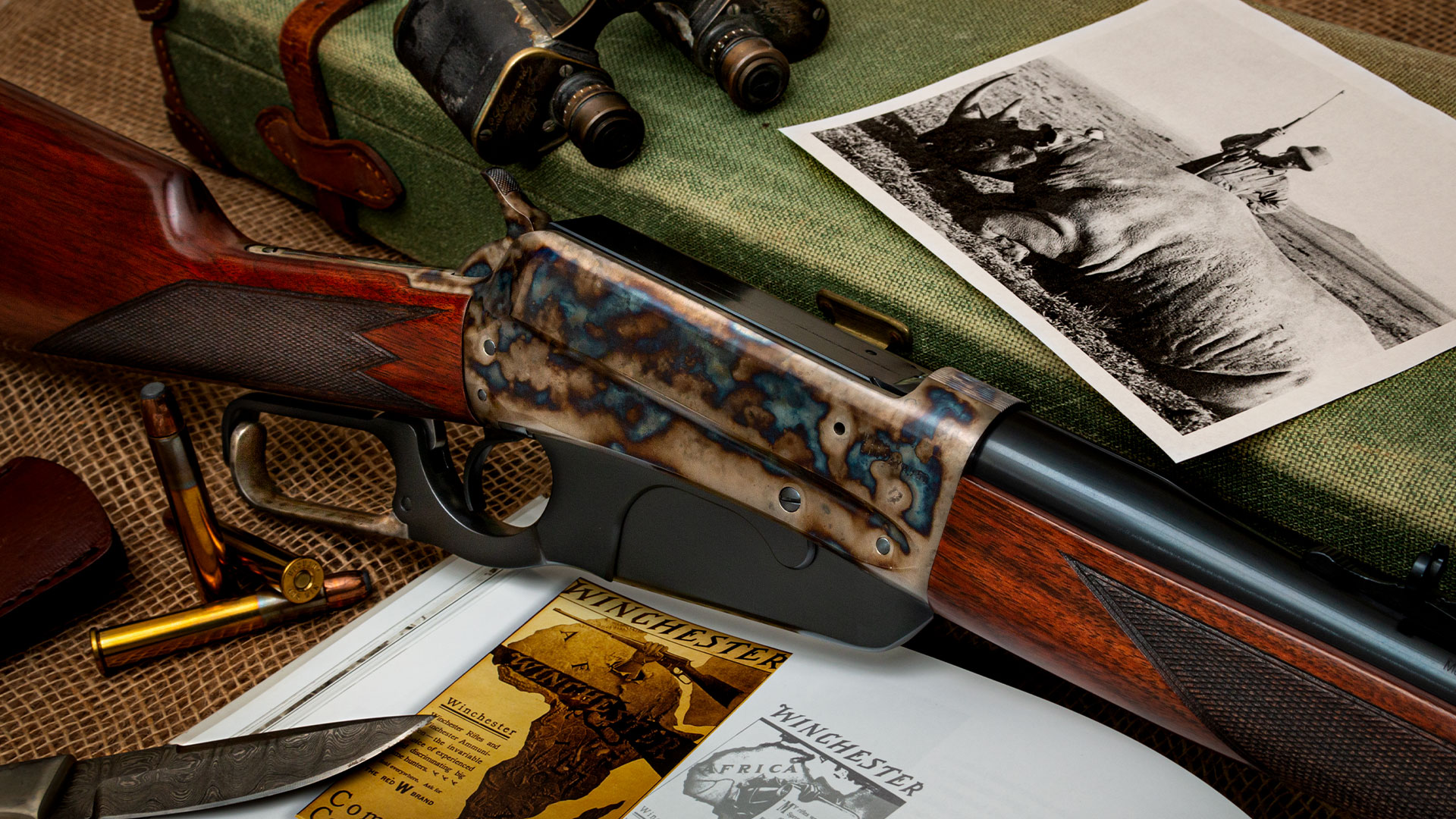 Turnbull Finished Winchester Model 1895, featuring signature bone charcoal color case hardening by Turnbull Restoration Co.