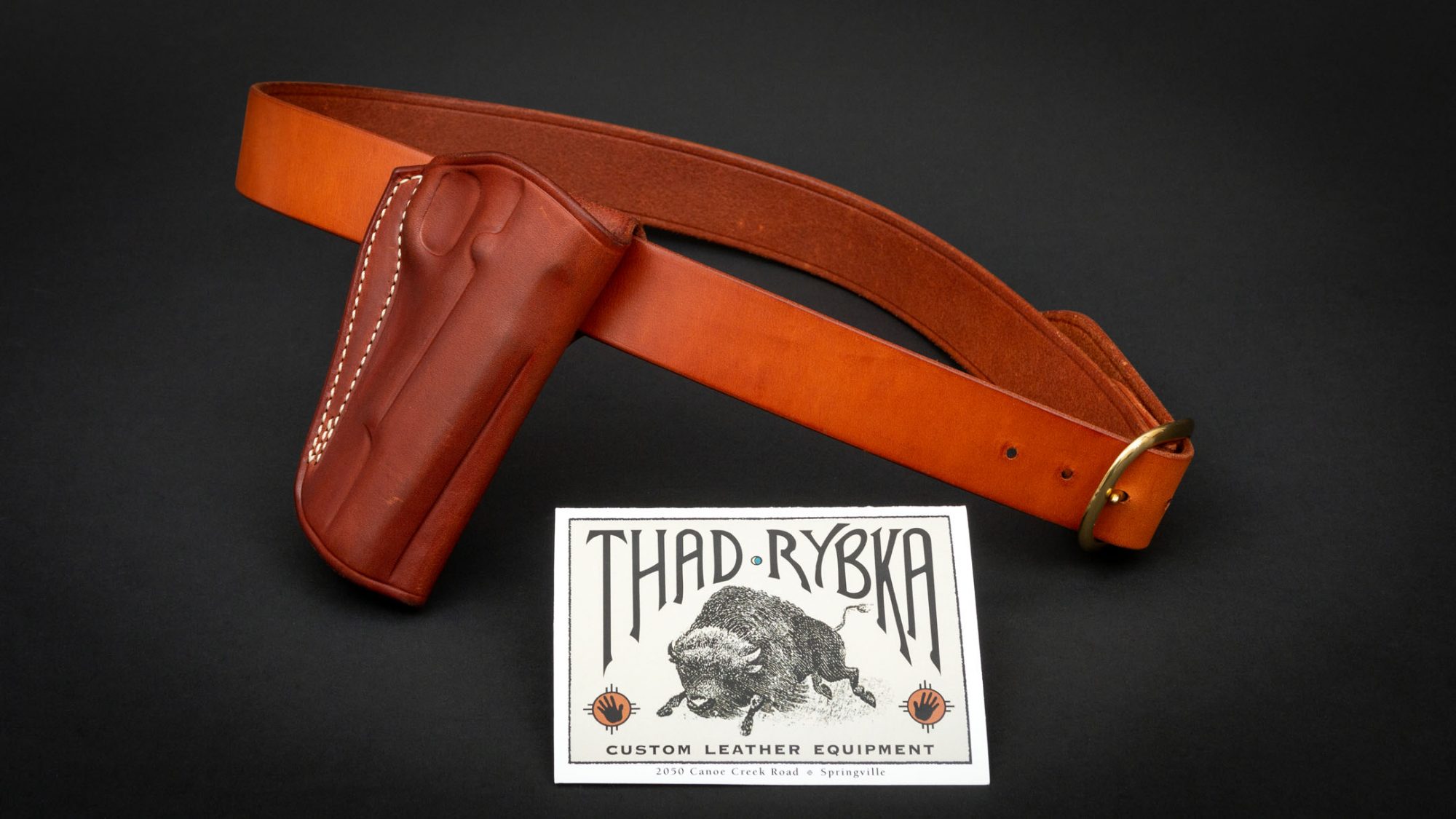 Thad Rybka leather holster for Springfield 1911 Loaded in .45 ACP, for sale by Turnbull Restoration of Bloomfield, NY