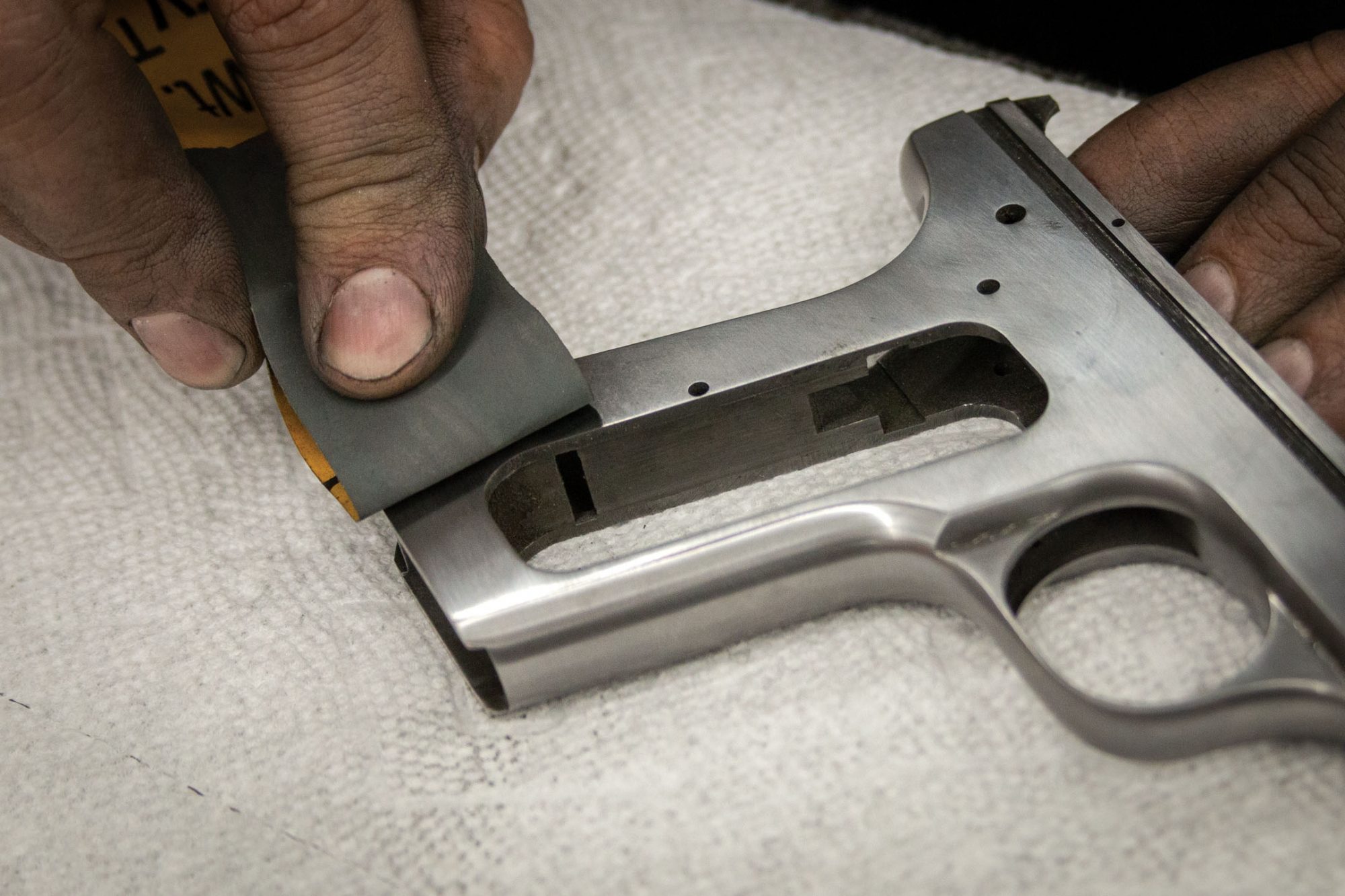 Colt 1908 Pocket Hammerless pistol from 1935, during restoration work by Turnbull Restoration Co. of Bloomfield, NY