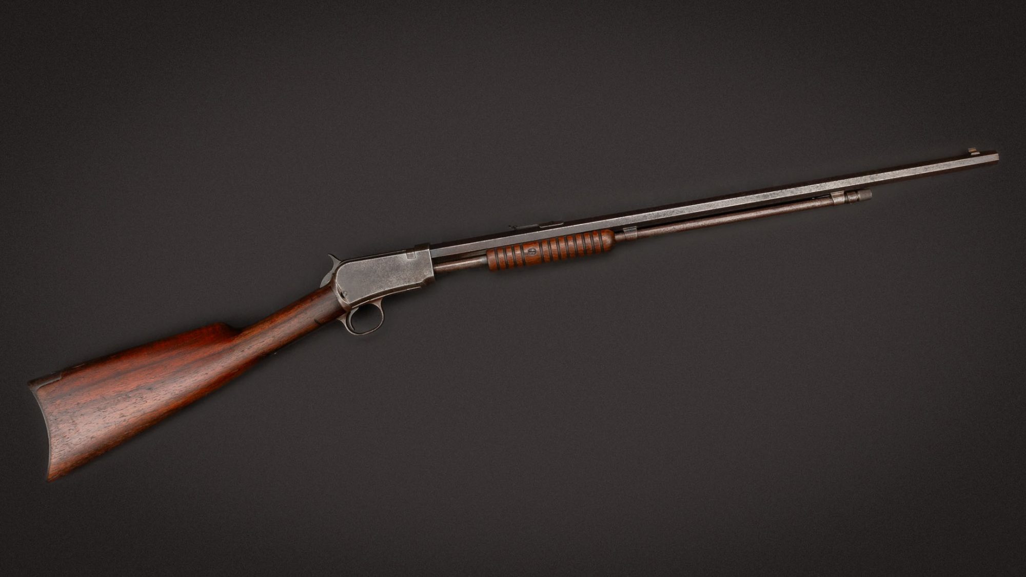Winchester Model 1890 slide action rimfire rifle, for sale by Turnbull Restoration Co. of Bloomfield, NY