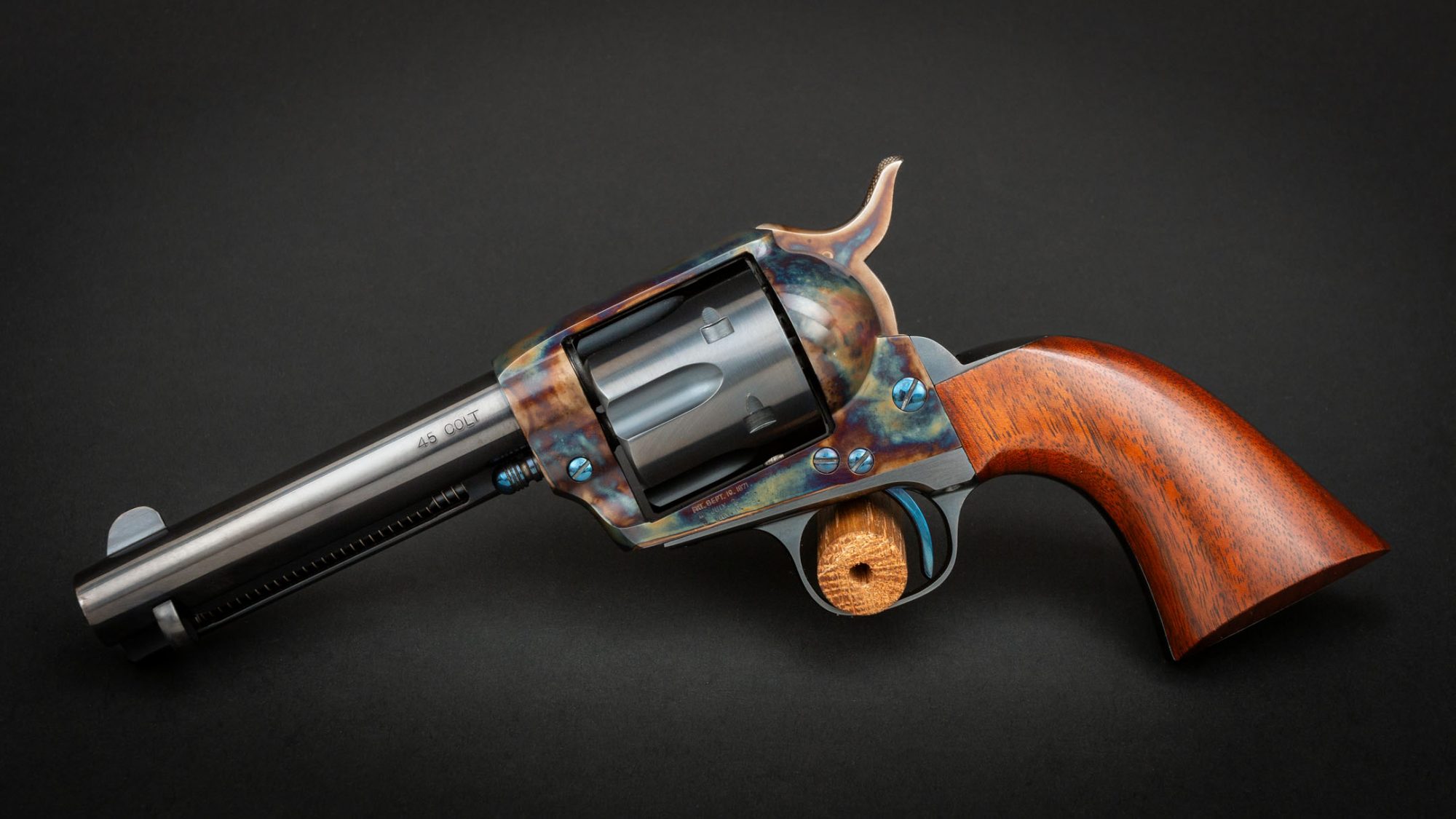 U.S. Fire Arms single action revolver in 45 Colt featuring Turnbull finishes, for sale by Turnbull Restoration of Bloomfield, NY