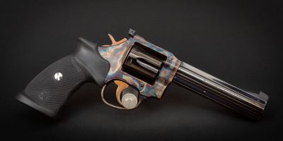 Manurhin MR73 Sport, featuring bone charcoal color case hardened frame by Turnbull Restoration