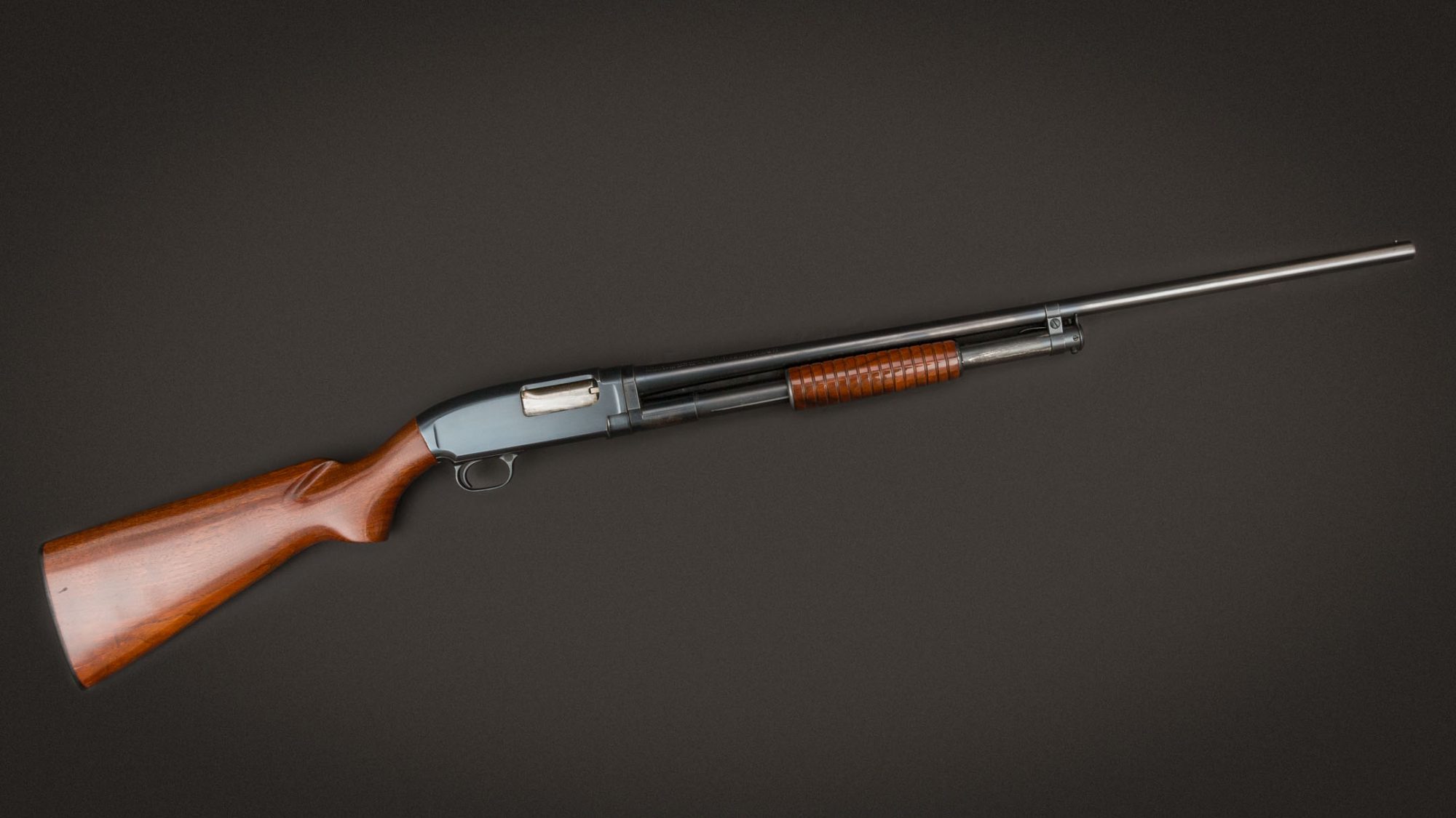 Winchester Model 12 field grade 28 gauge pump action shotgun from 1937, for sale by Turnbull Restoration for Bloomfield, NY
