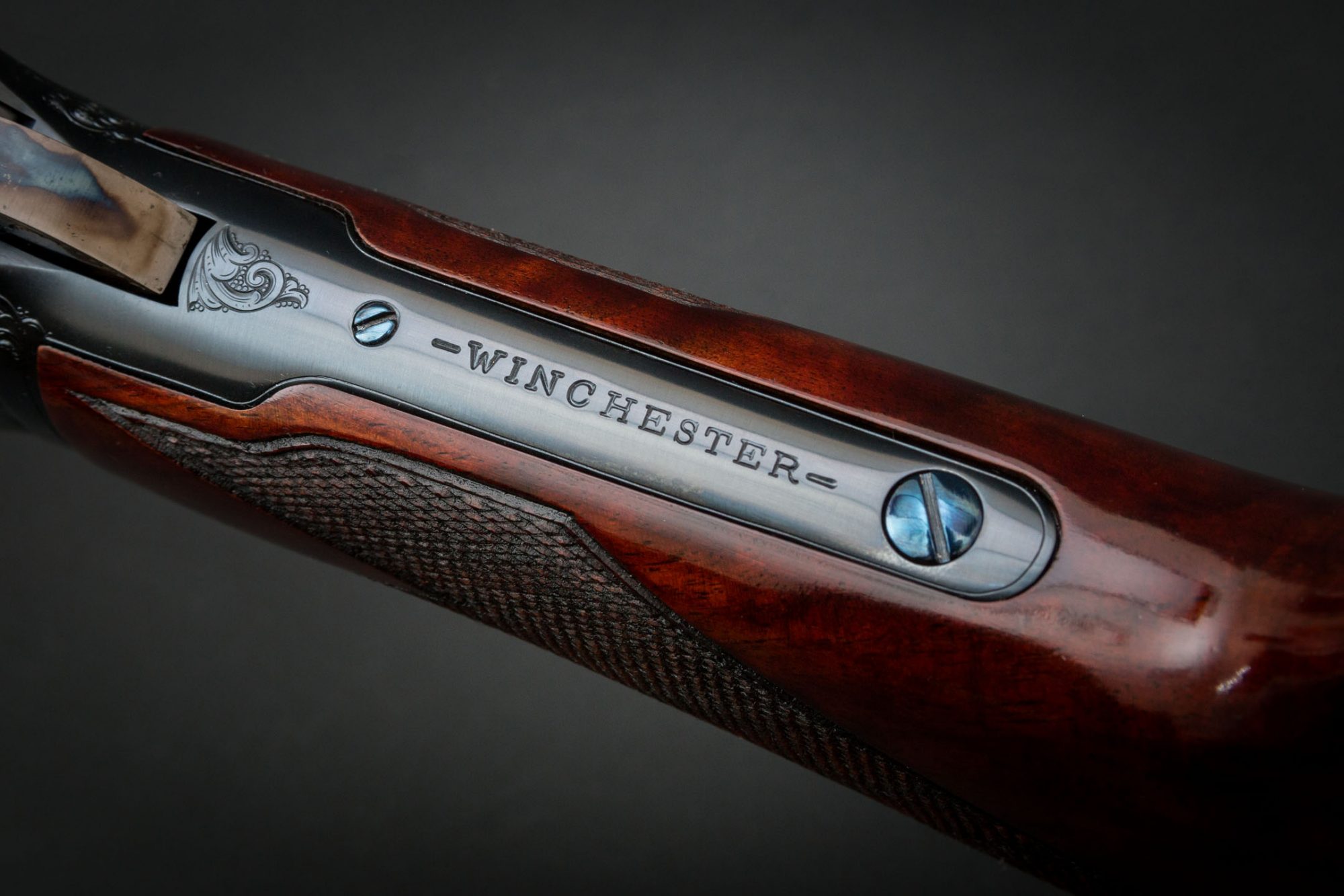Winchester Model 1892 Deluxe Engraved Takedown in .45 Colt, featuring classic era metal and wood finishes by Turnbull Restoration Co. of Bloomfield, NY