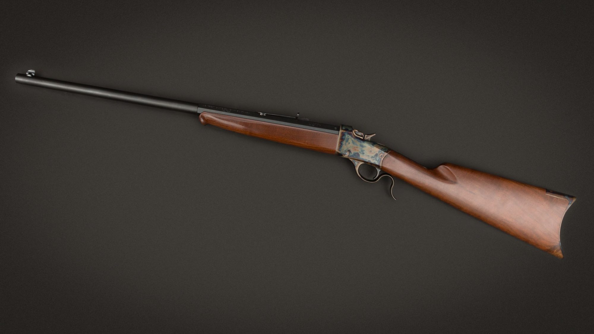 Winchester Model 1885 in 22 Long Rifle, featuring classic era metal and wood finishes by Turnbull Restoration Co. of Bloomfield, NY