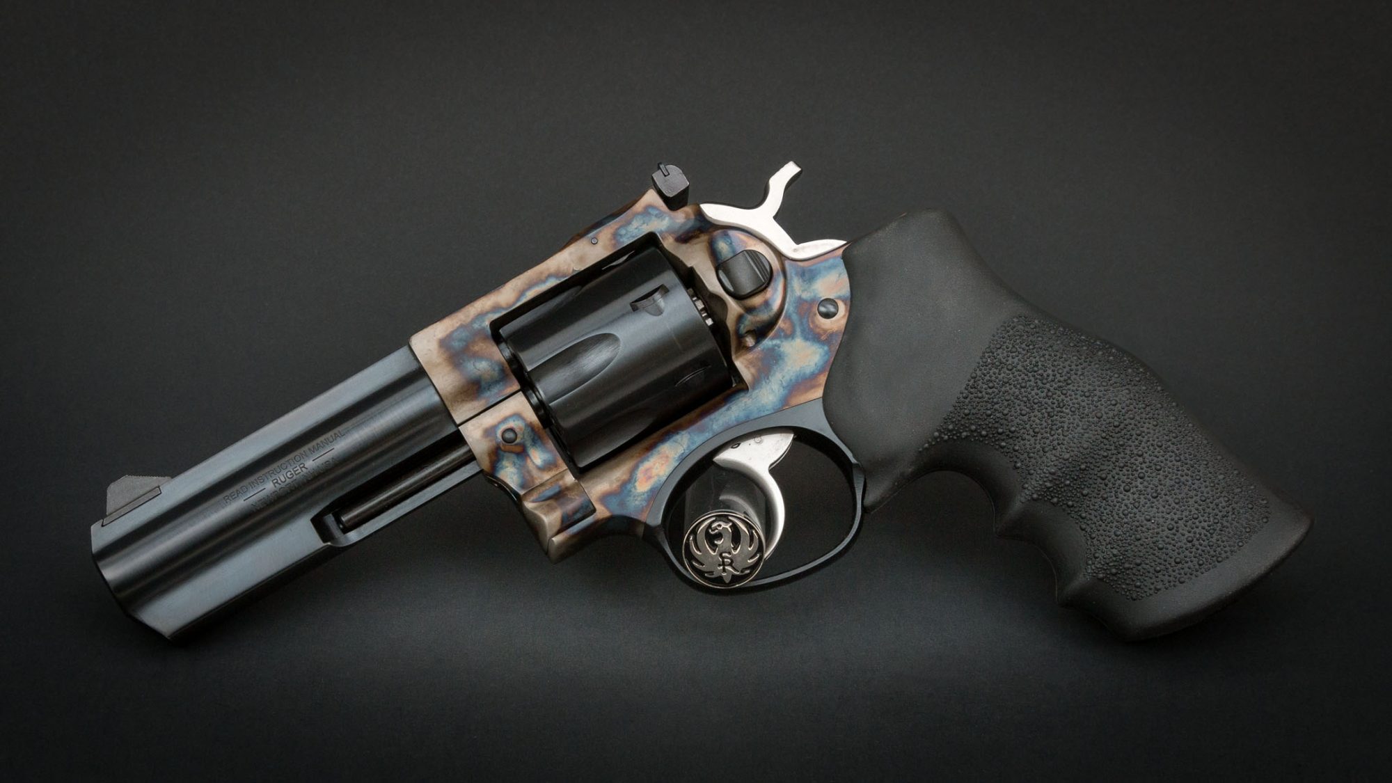 Ruger GP100 Model 1702 in 357 Magnum, customized with Turnbull bone charcoal case hardened frame