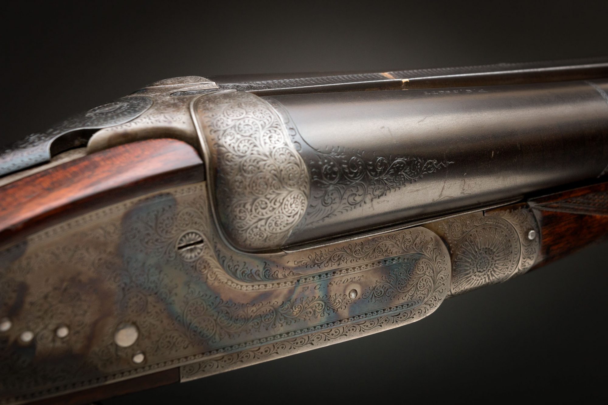 FC Scott 12ga side-by-side shotgun, for sale by Turnbull Restoration of Bloomfield, NY