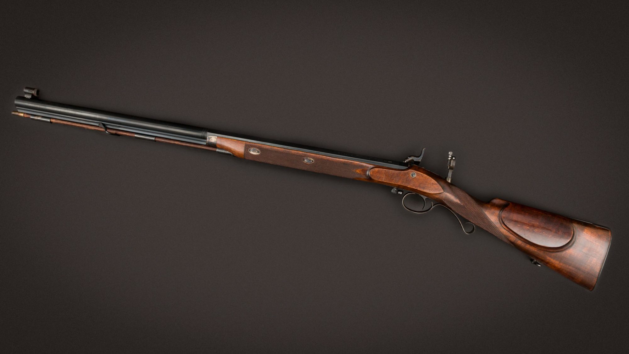Pedersoli Mortimer 58 Caliber Percussion Rifle, for sale by Turnbull Restoration of Bloomfield, NY
